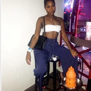 Wide Leg Pin Stripe Pants